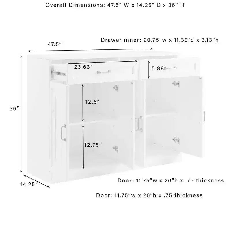 Set di mobile credenza e libreria bianco 3 pezzi, Montaggio 1 persona