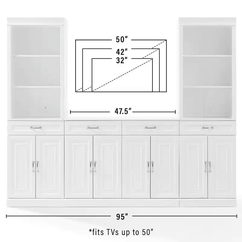 Set di mobile credenza e libreria bianco 3 pezzi, Montaggio 1 persona