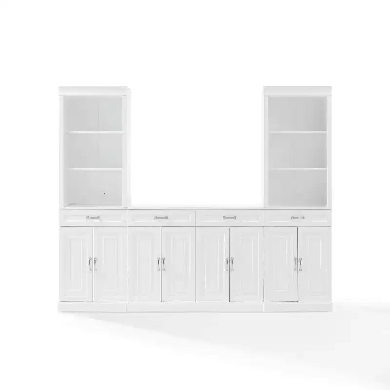 Set di mobile credenza e libreria bianco 3 pezzi, Montaggio 1 persona