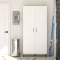 Armadietto alto da bagno bianco con 5 ripiani e 2 ante