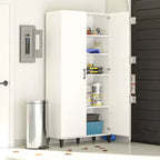 Armadietto alto da bagno bianco con 5 ripiani e 2 ante