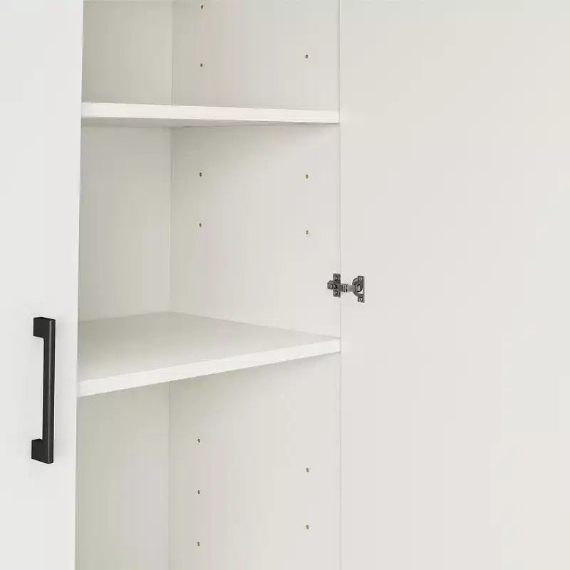 Armadietto alto da bagno bianco con 5 ripiani e 2 ante