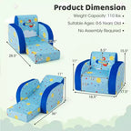 Divano Convertibile per Bambini 3-in-1, 1 Posto, Blu
