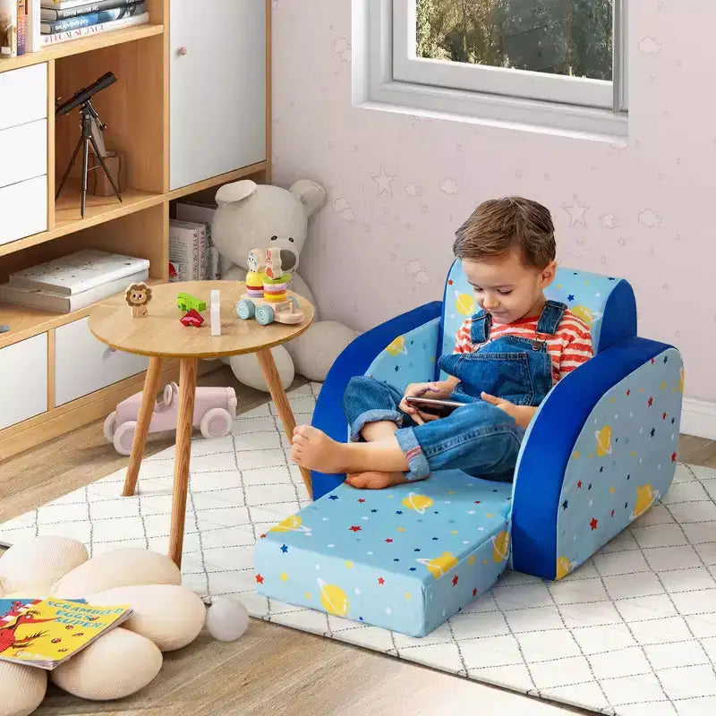 Divano Convertibile per Bambini 3-in-1, 1 Posto, Blu