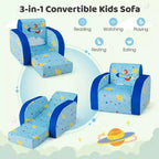 Divano Convertibile per Bambini 3-in-1, 1 Posto, Blu