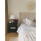 Comodino singolo in Hevea, colore nero / grigio / blu navy / bianco