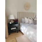 Comodino singolo in Hevea, colore nero / grigio / blu navy / bianco