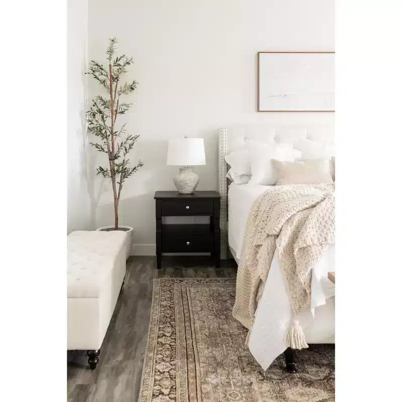 Comodino singolo in Hevea, colore nero / grigio / blu navy / bianco