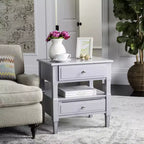 Comodino singolo in Hevea, colore nero / grigio / blu navy / bianco