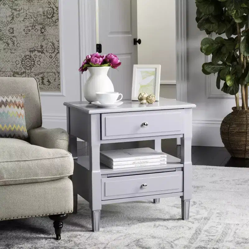 Comodino singolo in Hevea, colore nero / grigio / blu navy / bianco
