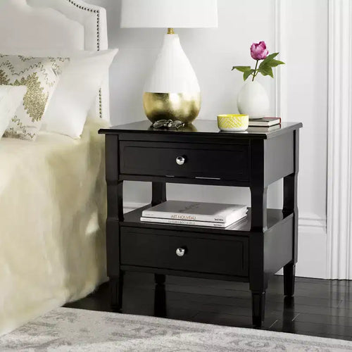 Comodino singolo in Hevea, colore nero / grigio / blu navy / bianco