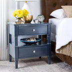 Comodino singolo in Hevea, colore nero / grigio / blu navy / bianco