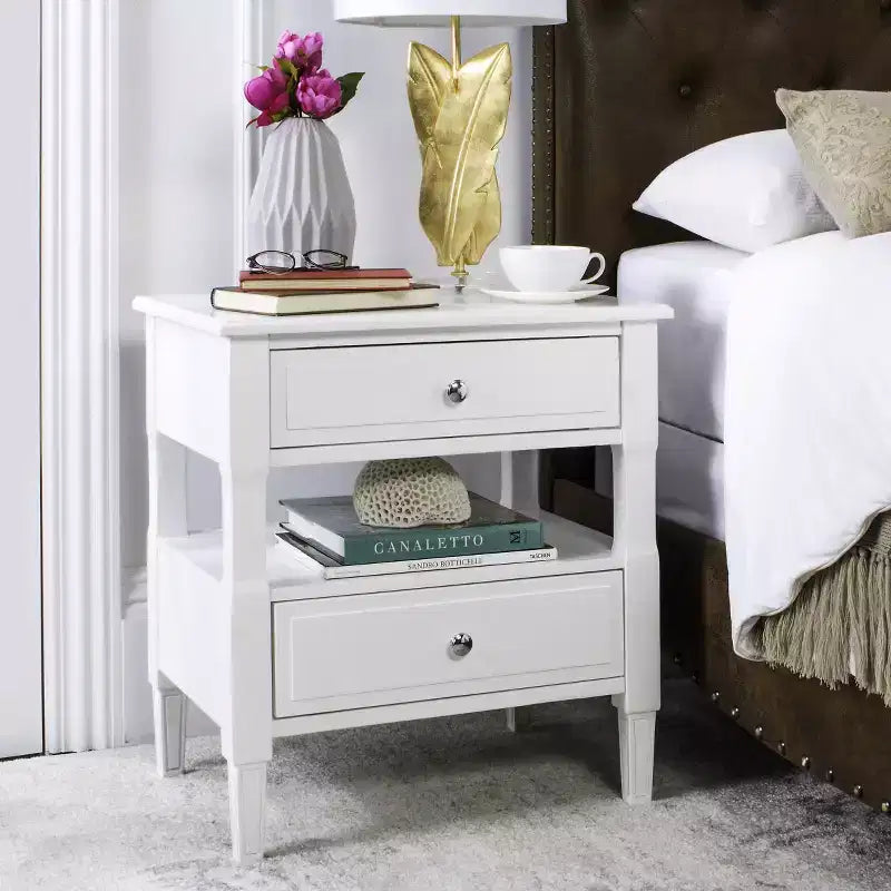 Comodino singolo in Hevea, colore nero / grigio / blu navy / bianco