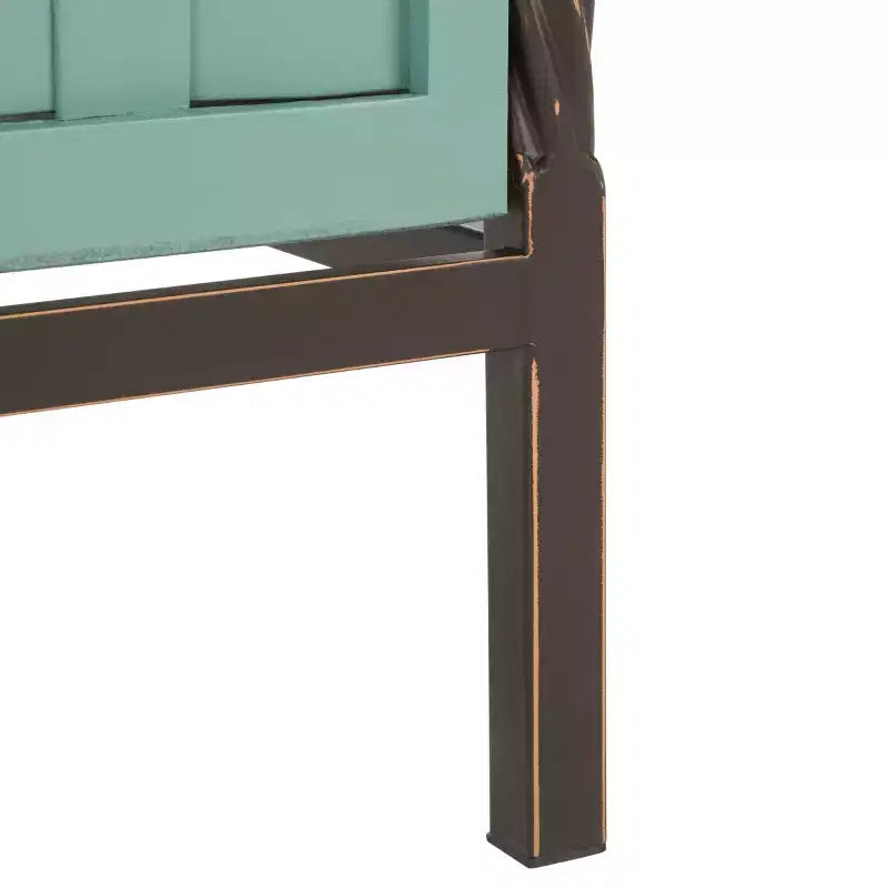 Panca contenitore in legno di rovere/verde polvere con cassetto, 2 posti