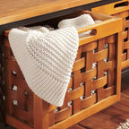 Panca contenitore in legno di rovere/verde polvere con cassetto, 2 posti