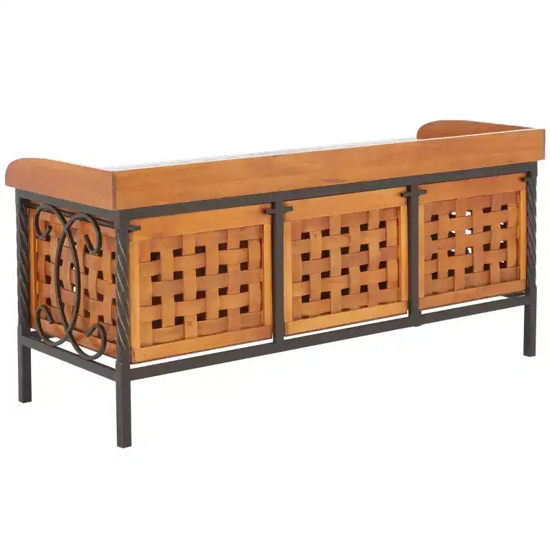 Panca contenitore in legno di rovere/verde polvere con cassetto, 2 posti