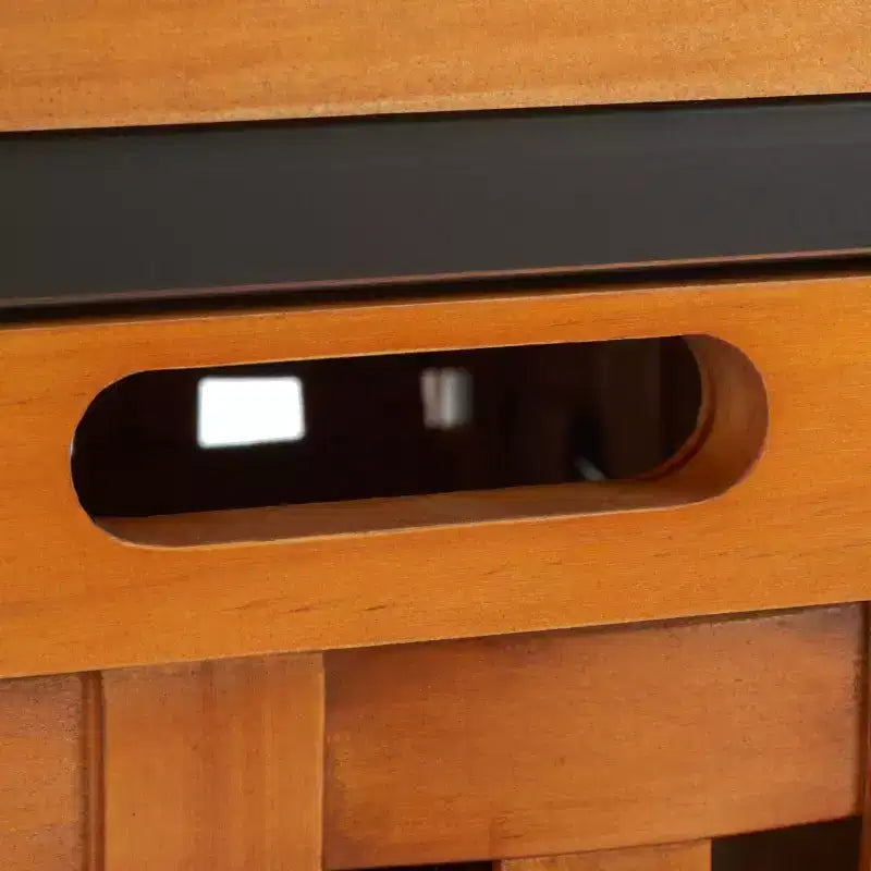 Panca contenitore in legno di rovere/verde polvere con cassetto, 2 posti