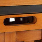 Panca contenitore in legno di rovere/verde polvere con cassetto, 2 posti