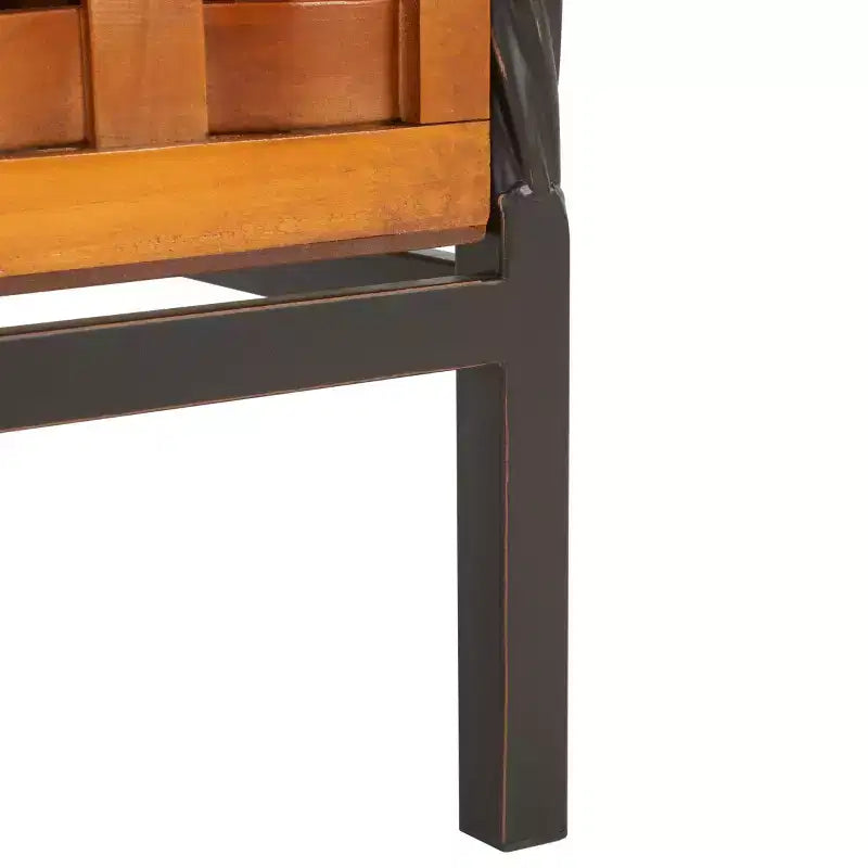 Panca contenitore in legno di rovere/verde polvere con cassetto, 2 posti