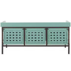 Panca contenitore in legno di rovere/verde polvere con cassetto, 2 posti