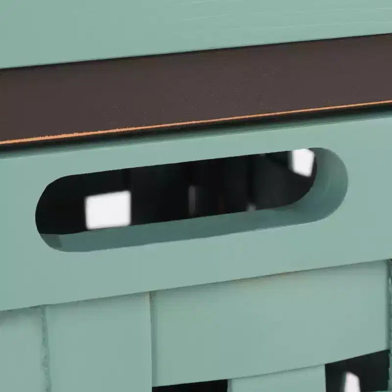 Panca contenitore in legno di rovere/verde polvere con cassetto, 2 posti