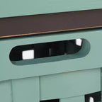 Panca contenitore in legno di rovere/verde polvere con cassetto, 2 posti
