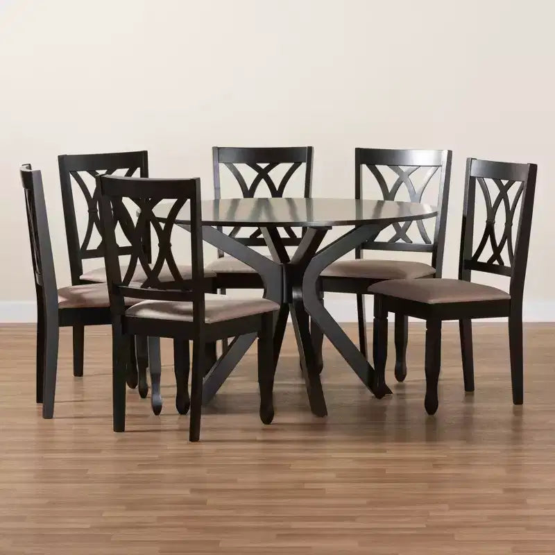 Set da pranzo moderno per 6 persone Grigio/Noce e Sabbia/Marrone scuro