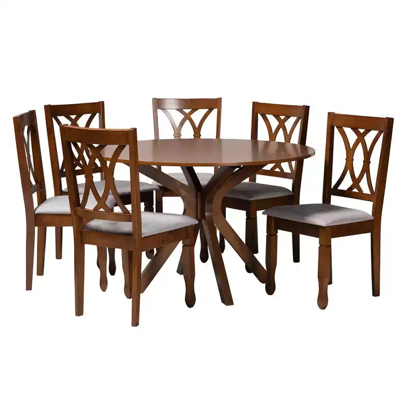 Set da pranzo moderno per 6 persone Grigio/Noce e Sabbia/Marrone scuro