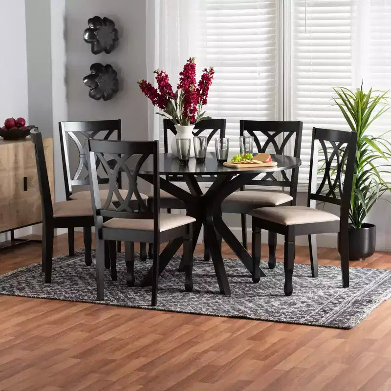 Set da pranzo moderno per 6 persone Grigio/Noce e Sabbia/Marrone scuro